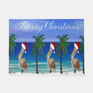 Pelicans Christmas coastal Holiday  Doormat