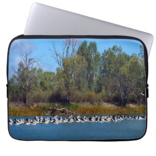 Pelicans Fishing River Murray Australia, Laptop Sleeve