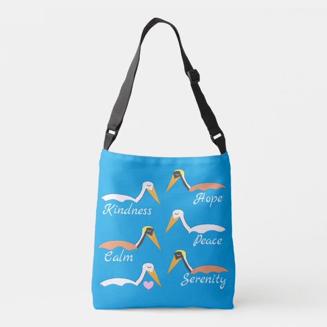 Pelicans in Meditation Crossbody Bag (Back)