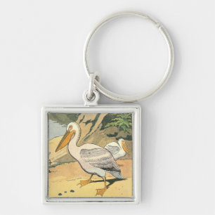 Pelicans on the Beach Illustrated Keychain