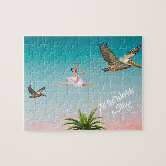 Pelicans Palm tree Beach Sky Jigsaw Puzzle (Horizontal)