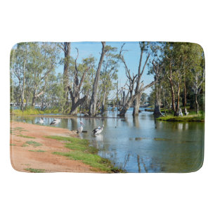 Pelicans Sunbaking River Murray Australia, Bath Mat