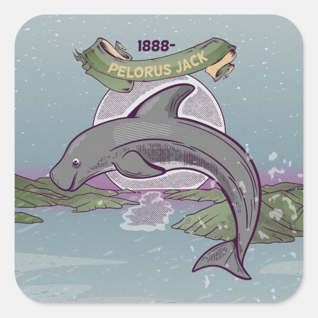 Pelorus Jack Risso's Dolphin Square Sticker (Front)
