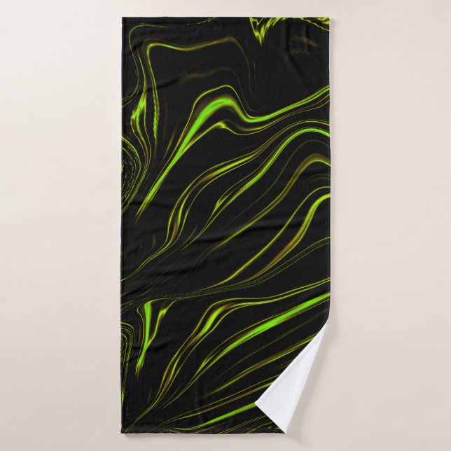 Pelouse dorée, vert ondulé longues traces sur fond (Serviette de bain)