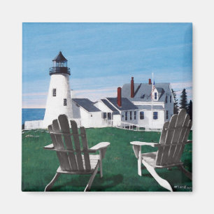 Pemaquid Lighthouse and Two Chairs Magnet