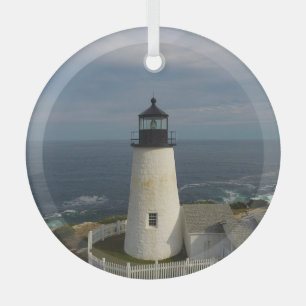 Pemaquid Lighthouse Glass Ornament