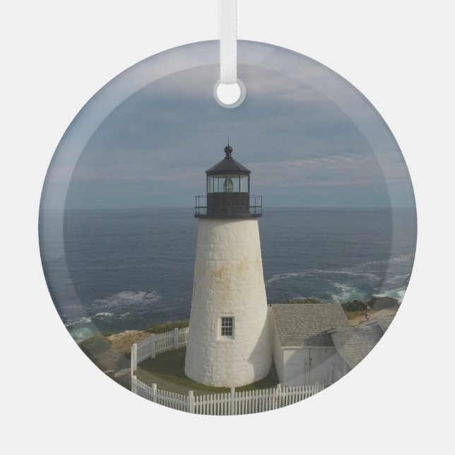 Pemaquid Lighthouse Glass Ornament (Front)
