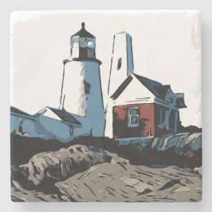 PEMAQUID POINT LIGHT STONE COASTER