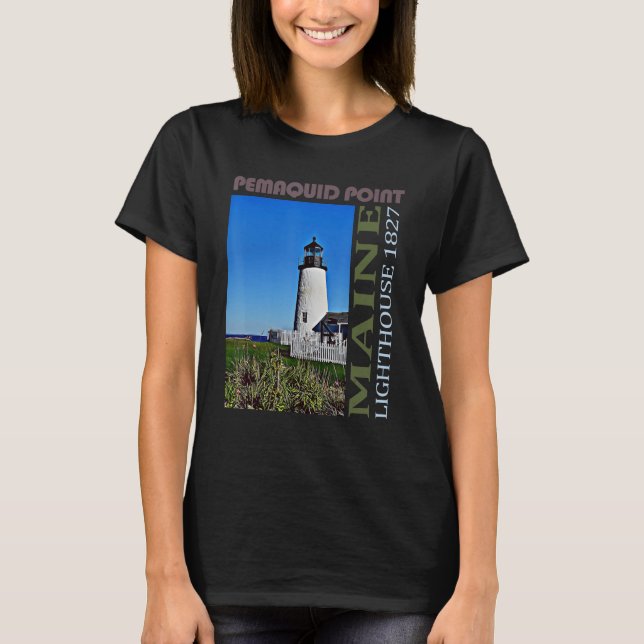 Pemaquid Point Lighthouse Maine Design T-Shirt (Front)