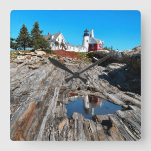 Pemaquid Point Lighthouse, Maine Square Wall Clock
