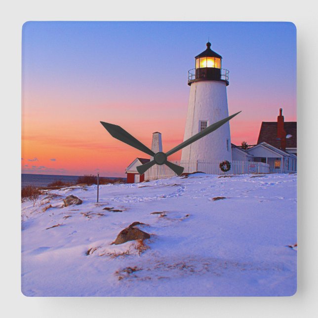 Pemaquid Point Lighthouse, Maine Square Wall Clock (Front)