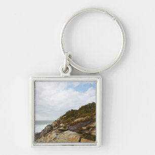 Pemaquid Point Lighthouse on a Rocky Hillside Keychain