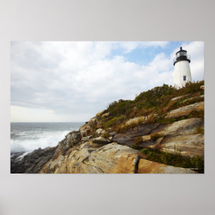 Pemaquid Point Lighthouse on a Rocky Hillside Poster