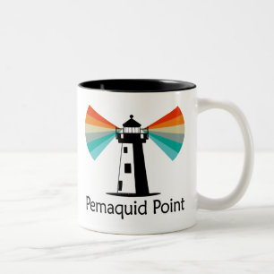 Pemaquid Point Lighthouse Rainbow Two-Tone Coffee Mug