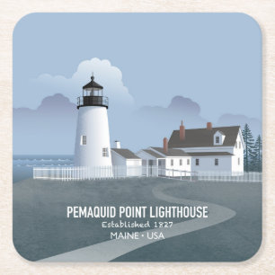 Pemaquid Point Lighthouse Square Paper Coaster