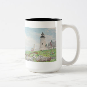 Pemaquid Point Watercolor Two-Tone Coffee Mug