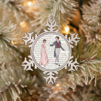 Pemberley Ball, Jane Austen  Snowflake Pewter Christmas Ornament