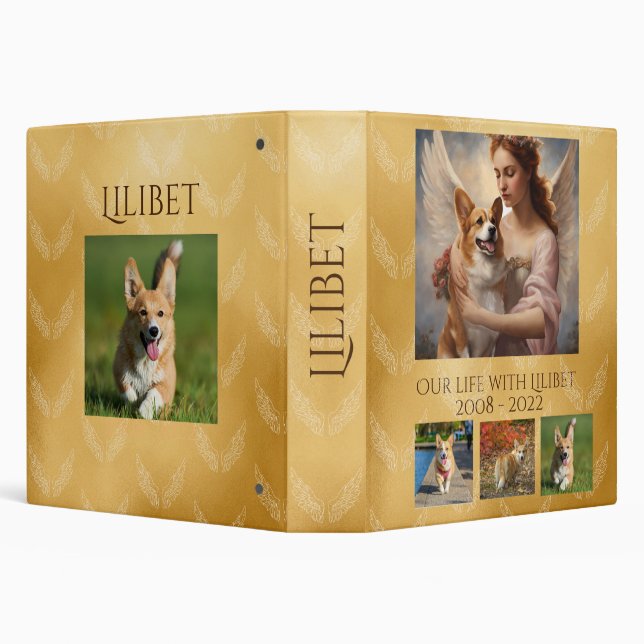 Pembroke Corgi Angel Art Personalized Memorial Binder (Background)