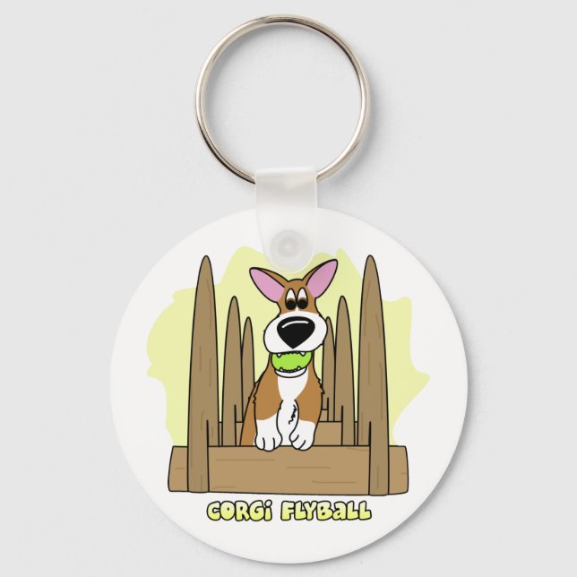 Pembroke Corgi Flyball Keychain (Front)