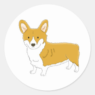 Pembroke Corgi Hello Puppy Dog Cartoon Classic Round Sticker
