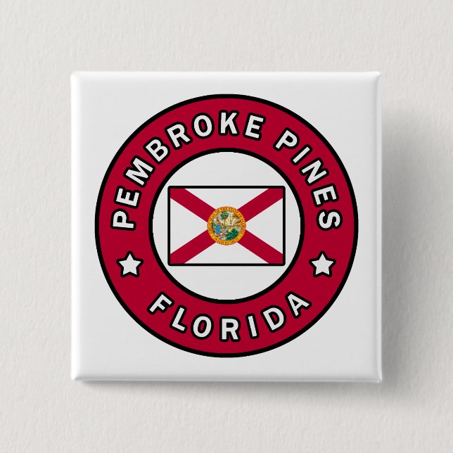 Pembroke Pines Florida 2 Inch Square Button (Front)