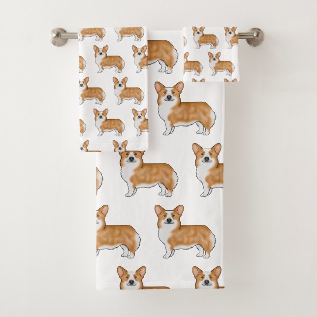 Pembroke Rouge Et Blanc Gallois Corgi Motif D'Art (En situation)