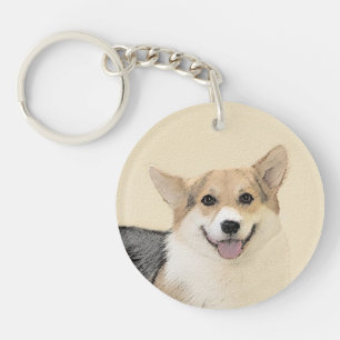 Pembroke Welsh Corgi 2 Painting - Original Dog Art Keychain