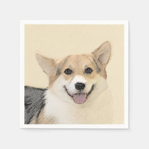 Pembroke Welsh Corgi 2 Painting - Original Dog Art Napkin