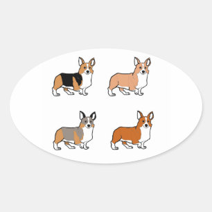 pembroke welsh corgi all colours cartoons first oval sticker