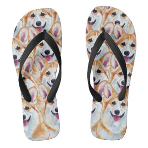Pembroke Welsh Corgi Art Flip Flops Happy Go Lucky