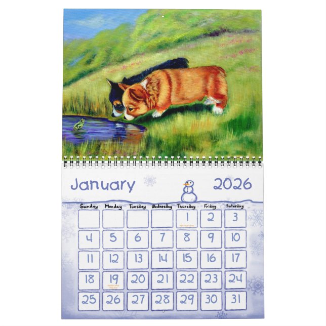 Pembroke Welsh Corgi Calendrier La Joie de Corgis (Jan 2026)