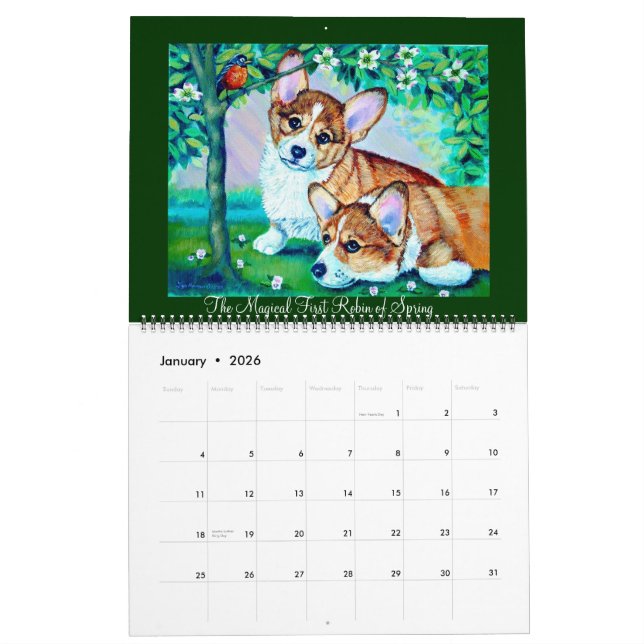 Pembroke Welsh Corgi Calendrier La magie de Corgis (Jan 2026)