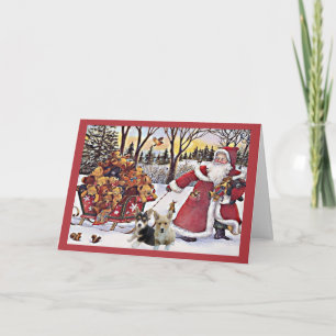 Pembroke Welsh Corgi Carte de Noël Père Noël Bears