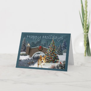 Pembroke Welsh Corgi Carte de Noël Soirée