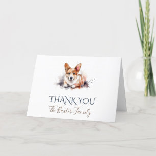 Pembroke Welsh Corgi Carte de remerciements d'aqua