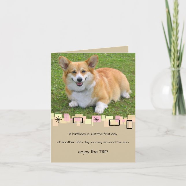 Pembroke Welsh Corgi Carte de voeux d'anniversaire (Devant)