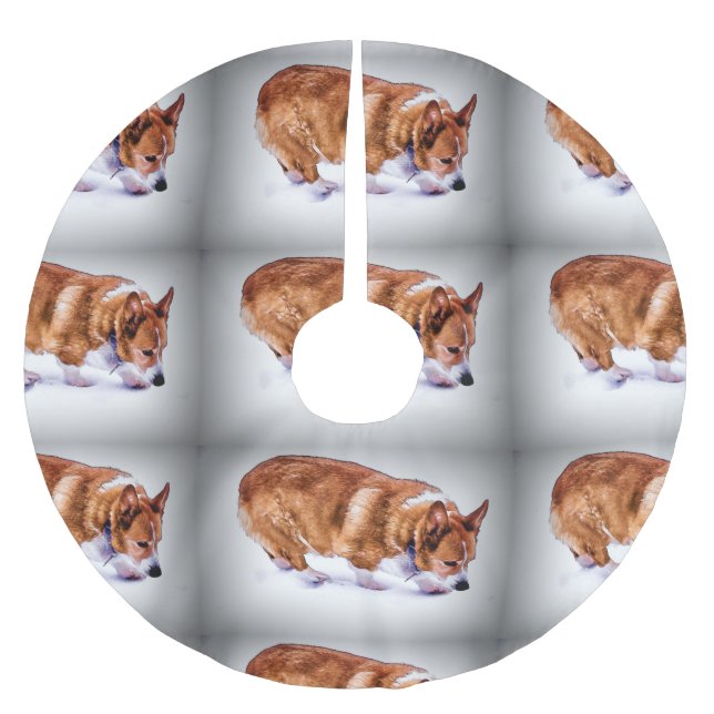 Pembroke Welsh Corgi Christmas Brushed Polyester Tree Skirt (Front)