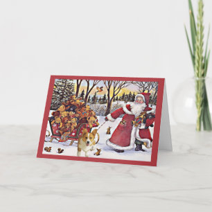 Pembroke Welsh Corgi Christmas Card Santa Bears
