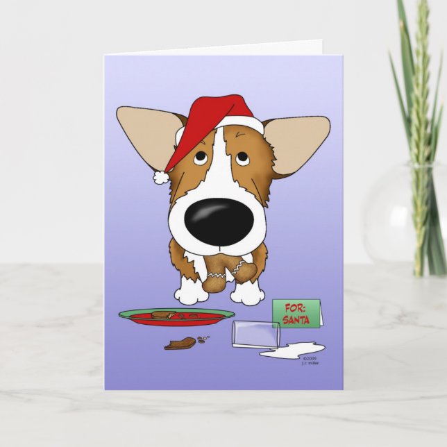 Pembroke Welsh Corgi Christmas Holiday Card (Front)