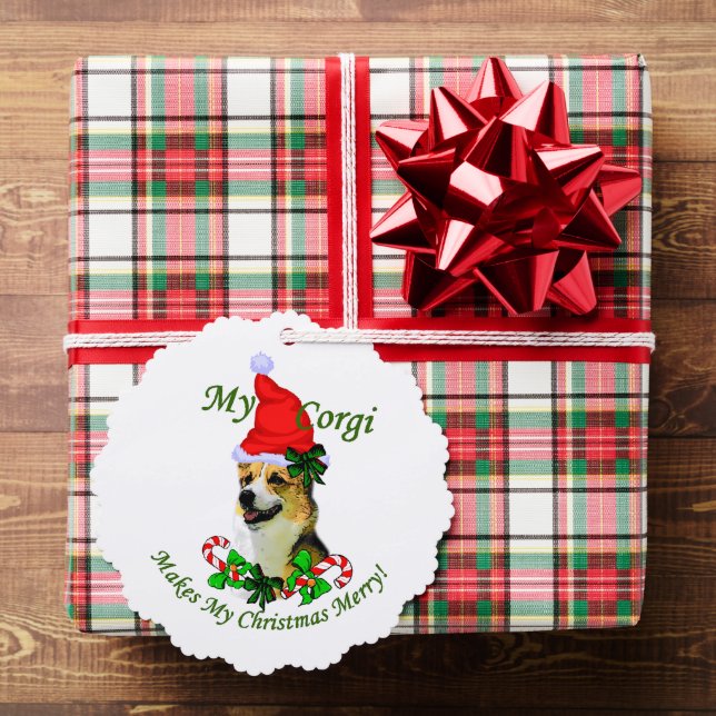 Pembroke Welsh Corgi Christmas Ornament Card (Insitu (Gift))