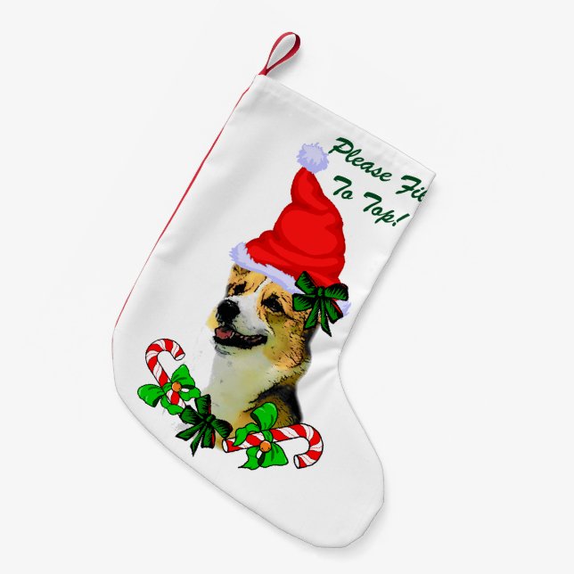 Pembroke Welsh Corgi Christmas Small Christmas Stocking (Front (Hanging))