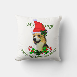 Pembroke Welsh Corgi Christmas Throw Pillow