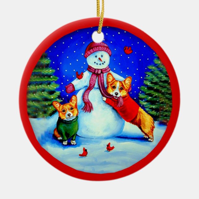 Pembroke Welsh Corgi Circle Ornement (Devant)