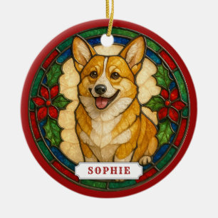 Pembroke Welsh Corgi Dog Ceramic Circle Ornament
