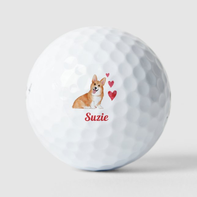 Pembroke Welsh Corgi Dog Custom Name   Golf Balls (Front)
