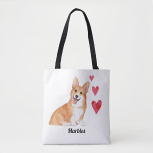 Pembroke Welsh Corgi Dog Custom Name Tote Bag
