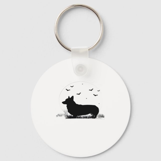 Pembroke Welsh Corgi Dog � Halloween Moon Silhouet Keychain (Front)
