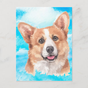 Pembroke Welsh Corgi Dog Pet Watercolor Postcard