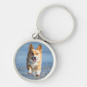 Pembroke Welsh Corgi Dog Running On The Beach Keychain