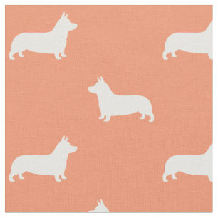 Pembroke Welsh Corgi Dog Silhouettes Pattern Fabric